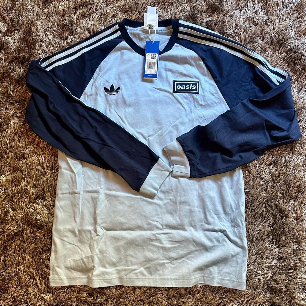 NWT Oasis x Adidas Live 25 3 Stripe Long Sleeve Shirt - Los Angeles